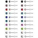 Kurtzy 20 Pairs Round Cubic Zirconia Stud Earrings with Storage Box - 4mm - 9 Assorted Birthstone Colours, Stainless Steel with Soft Rubber Back Stoppers - CZ Earring Studs for Women & Girls