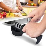 BUY Villa Advanced Manual 3 Stage Kitchen Knife Sharpener Tool Kit Self Knives Shaping, Upgraded Knife (Black)