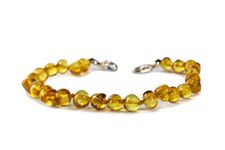 Baby J's - Sweet Honey Coloured Bracelet - Premium Adjustable Amber Bracelet/Anklet - 100% Genuine Baltic Amber - With Adjustable Clasp - 12-17cm - Knotted to Prevent Scattering