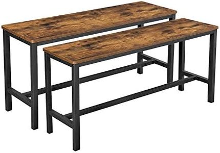 Vasagle Table Benches, Set of 2, Industrial Style Indoor Benches, 108 x 32.5 x 50 cm, Durable Metal Frame, for Kitchen, Dining Room, Living Room, Rustic Brown KTB33X