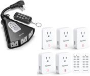 Syantek Outdoor Light Timer, Waterproof Outdoor Remote Control Outlets Christmas Light Timer；Upgraded Remote Control Outlet Wireless Light Switch for Christmas Lights