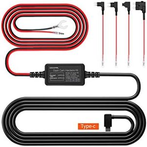 Coxpal Hardwire Kit with Mini, ACS, ATO, Micro2 Add A Circuit Fuse Holders for Dash Camera, USB Type-C Connector, Length 11FT, 10-30Vdc to 5Vdc, Low Voltage Protection