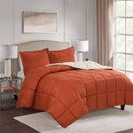 HIG 3pc Burnt Orange Twin/Twin XL Comforter Set - All Season Reversible Down Alternative Comforter with Sham - Quilted Duvet Insert with Corner Tabs - Box Stitched - Breathable, Soft, Fluffy