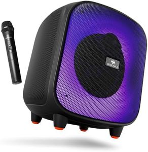 ZEBRONICS Sound Feast 800,Portable Party Bluetooth Speaker,55 Watts,6 Hours Playback,6.5 inch Powerful Driver,Wireless MIC,Karaoke,Mobile Holder,RGB,TWS | USB | AUX | 6.3mm MIC,Deep Bass,Black