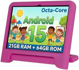 Android 15 Kids Tablet, 2025 Upgraded 10.1 Inch Tablets with Octa-core Processor, 6000mAh Battery, Kid Space, Parental Control,Pre-loaded Kids Apps, 2.4/5GHZ Dual WiFi, Protective Case Included - Red