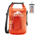 HEETA Waterproof Dry Bag for Women Men, Roll Top Lightweight Dry Storage Bag Backpack with Phone Case for Travel, Swimming, Boating, Kayaking, Camping and Beach, Transparent Orange, 20L