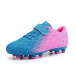 firelli Kids Athletic Soccer Cleats Boys Girls Outdoor Football Shoes (13,Blue Pink,CA)