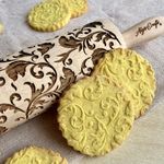 ROYAL Rolling pin. Wooden engraved rolling pin with classic flowers. Birthday gift. Gift for mother. Embossed roller for homemade cookies or clay by Algis Crafts