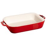 ZWILLING J.A. HENCKELS STAUB Glass Enamel Ceramic Rectangular Oven Dish, Casserole Dish - Microwave & Freezer Safe - 7.5" x 6", Medium, Red, 40510-812