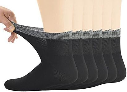 Yomandamor Men's Bamboo Diabetic Ankle Socks with Seamless Toe and Non-Binding Top,6 Pairs L Size(10-13)