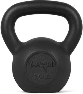 Yes4All Solid Cast Iron Kettlebell Weights Set – Great for Full Body Workout and Strength Training – Kettlebell 25 lbs (Black)