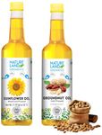 Natureland Organics Sunflower Oil 1 LTR - Cold Pressed & Groundnut Oil/Peanut Oil 1 LTR - Cold Pressed