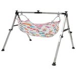 PARTIZ® Foldable Modular Swing Cradle NRI for Baby with Carry Bag Square Cotton Hammock Equipped with Mosquito Net (NRI Cradle)