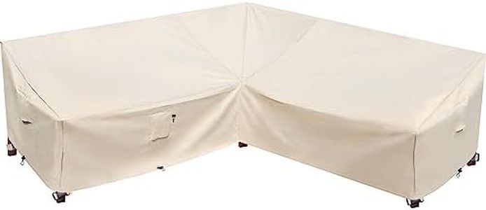 Flexiyard Outdoor Patio Furniture Cover - 100"X100" Waterproof 600D Sectional Cover, V-Shaped L-Shape (Natural Beige, 100 x100)