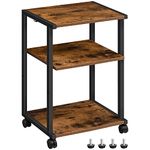 HOOBRO Mobile Printer Stand, 3-Tier Printer Cart Under Desk with Storage, Industrial Adjustable Rolling Cart, Sturdy Little Table on Wheels for Home Office BF28PS01