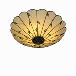 Skyweel 16 Inch Vintage Leaf Tiffany Style Ceiling Light Stained Glass Ceiling Lamp Flush Mount Ceiling Lighting Fixtures Lamps (40CM Leaf A)