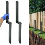 JPOIP Heavy Duty Steel Fence Post Repair Kit, 32 Inch Long Fence Post Anchor Ground Stakes for Repair Tilted/Broken Wood Fence Post (2 Sets)