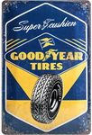 Nostalgic-Art Retro Tin Sign – Goodyear – Super Cushion – Gift idea for car and motor fans, Metal Plaque, Vintage design for decoration, 20 x 30 cm