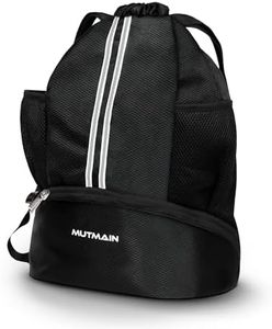 MUTMAIN Basketball Drawstring Bag for Men and Women Sport, Large Capacity Gym Backpack with Shoe Compartment, Waterproof Sports Drawstring Backpack for Swimming, Football Basketball Bags, Black