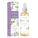 White Sage & Lavender Smudge Spray & Natural Mist by Aromafume | 100 ml / 3.3oz | Salvia Apiana & Lavender Extracts | Deepens Relaxation, Induces positivity | Non-alcoholic, non-toxic & vegan