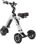 TopMate ES33 Powered Scooter 3 Wheels Foldable Trike with Seat for Adults, Lightweight Electric Scooter with Removable 36V 7.8AH Battery, Reverse Function & Key Switch for Commute and Travel