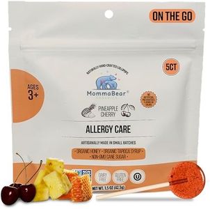 MommaBear Allergy Care Organic Lollipops – Pineapple, Tart Cherry & Honey Healthy Snacks for Kids 3+ – Allergy Soothing, Support Overall Wellbeing – Travel Pack, Tightly Sealed for Freshness (5 Pack)