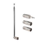 AEDIKO FM Telescopic Antenna 75 Ohm FM Antenna F-Type Male Plug with 3pcs Connector for Indoor TV AM FM Radio Stereo Receiver