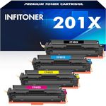 4-Pack 201X 201A CF400X CF400A Compatible for HP M277dw Toner Cartridge Replacement for Color Laserjet pro MFP M277n M252dw M274n M252n M277c6 M277 M252 M274 CF401X ( Black Cyan Yellow Magenta )