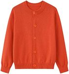 ALINTU Girls Sweaters Cardigan Cotton Crew Neck Knit Sweater, 6 Months-14 Years, Orange, 13-14 Years