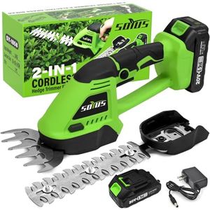 SOYUS Hedge Trimmer Cordless, 2-in-1 Handheld Hedge Trimmers, 20V Electric Grass Shear & Shrubbery Trimmer, Battery Operated Grass Cutter for Garden/Lawn with Charger and Battery