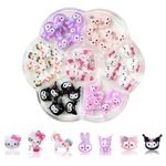 DMQ 3D Hello Cat Nail Art Charms, 49Pcs Cartoon Kawaii Tembelle Unicorns Nail Art Charms, Rainbow Horse StellaLou 3D Nail Gems Nail Decorations for Nail Art Accessories Supplies