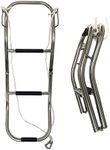 MARINE CITY 304 Grade Stainless Steel 3 Step Folding Inflatable Pontoon Boat Ladder with 3 Anti-Slip Footsteps for Boats – Ships – Marines – Yachts (Pack of 1)