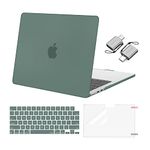 MOSISO Compatible with MacBook Air 13 inch Case 2024 2023 2022 M3 A3113 M2 A2681 Touch ID, Plastic Hard Shell&Keyboard Cover&Screen Film&Type C Adapter for MacBook Air 13.6 inch Case, Emerald Green