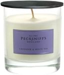 Pecksniffs Lavender & White Tea Scented Candle | Elegant Glass Vessel with Metal Lid | Scented Candles for Home | 1 Wick, 184g/6.49oz