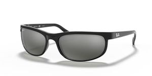 Ray-Ban Men's RB2027 Predator 2 Rectangular Sunglasses, Black/Polarized Grey Mirror, 62 mm