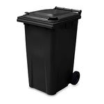 240 Litre Wheelie Bin - GREY/BLACK (Standard Household Size) - EN 840 standard, Most Popular Bin