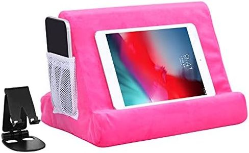 2pcs Multi-Angle Tablet Holder Cushion Stand with Net Pocket & Black Color Phone Stands Upgraded Tablet Pad Support for Phone,Pad,Books (Pink)