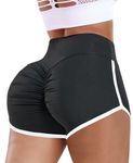 CFR Women Workout Booties Shorts Lounge Lingerie Slutty Scrunch Butt Lift High Waist Squat Sport Gym Yoga Pants, Black, S