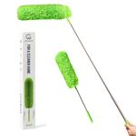 GÜTEWERK DUSTR extendable feather duster - up to 252 cm - dusters for cleaning - telescopic retractable pole handle - magic bendable head flexible duster dust remover – washable