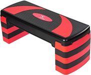 MAXSTRENGTH Aerobic Exercise Stepper 5 Adjustable Step Levels - Great For Home Gym Fitness Workout Equipment, Cardio, Yoga. (Red)