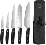 MasterChef Chef Knife Set with Bag, Knife Roll Set with 5 Professional Quality Kitchen Knives for Precision Home Cooking, High Carbon Stainless Steel Blades & Triple Riveted Handles