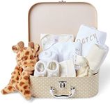 Personalised Baby Gifts - Baby Hamper, Newborn Baby Gift with Giraffe Baby Comforter, Baby Gift Set, New Born Baby Essentials - Baby Personalised Gifts, Gender Reveal Gifts, Gender Neutral Baby Gifts