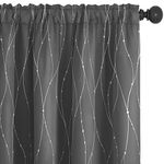 Deconovo Bedroom Curtains 54 Inch Long 2 Panel Set - Short Blackout Curtains with Patterns, Heat Blocking Window Drapes (W42 x L54 Inch, Grey, 2 Pieces)