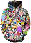 EUDOLAH Men's Long Sleeve Sweatshirts Neon Printed Hoodies 3D Graphic Jumpers Animal Sportswear(S/M,anime)