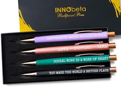InnoBeta Social Worker Gifts for Women, Ballpoint Pen Set of 4 with Inspirational Quote, Office Tools for Social Workers