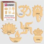 PICRAZEE MDF DIY Cutouts for Diwali (18 pcs) Plain MDF Blank Cutouts for DIY, Artwork, Decoupage, Resin Art, Craft Project, Home Office Festive Décor (5.5mm Thick) (C12)