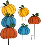 ALLADINBOX Thanksgiving Decorations Fall Pumpkins Yard Stake Rustic Stacked 3 Pumpkin (Style-B)