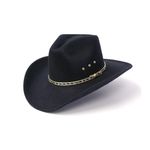 Western Pinch Front Faux Felt Cowboy Hat - Black - 6 3/4