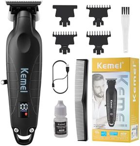 KEMEI 2293 Professional Hair/Beard Trimmer for Men Zero Gapped Hair Clippers for Barber with T Blade, Cordless Rechargeable, Black