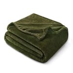 Exclusivo Mezcla Twin Size Soft Bed Blanket, 150 x 200 CM Fleece Velvet Blanket for Bed, Fluffy Blankets Bed, Warm, Cozy, Plush and Lightweight Olive Green Blanket